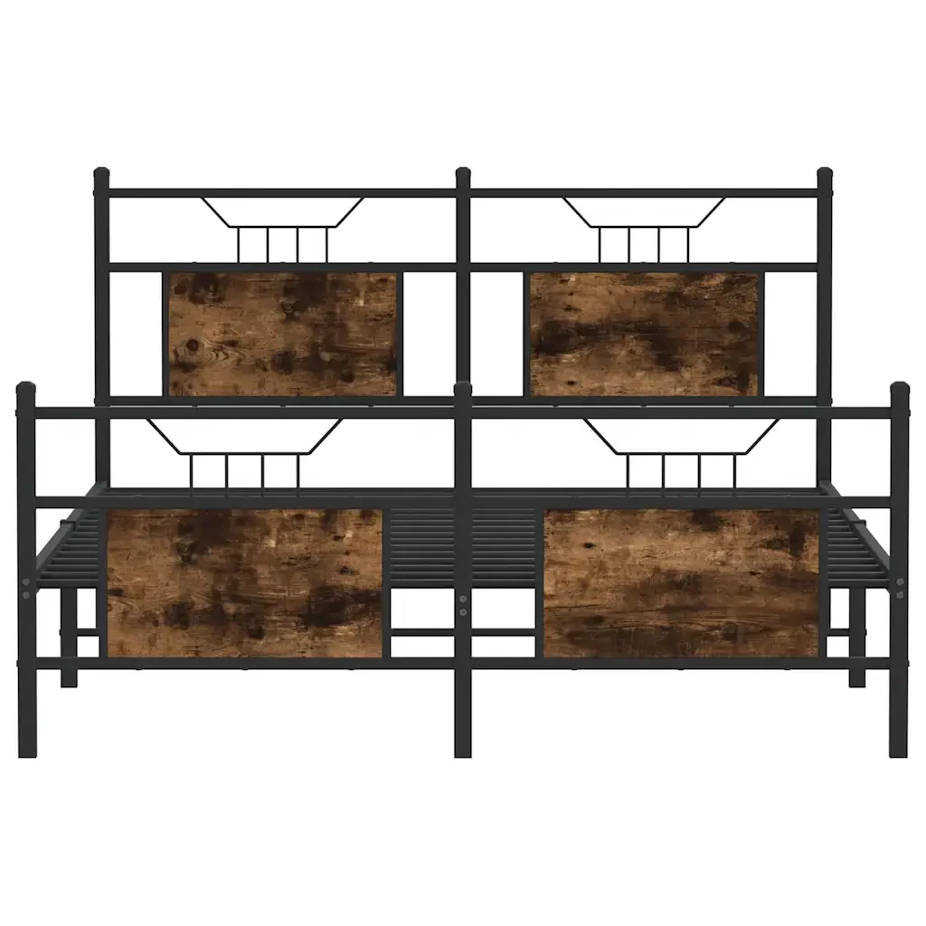 Letto matrimoniale | Letto per adulti | Giroletto senza Materasso Rovere Fumo 140x200 cm in Truciolato - Image 6