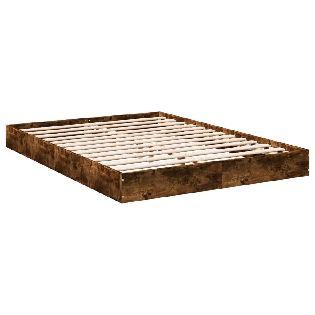 Letto matrimoniale | Letto per adulti | Giroletto senza Materasso Rovere Fumo 140x200 cm in Truciolato - Image 3