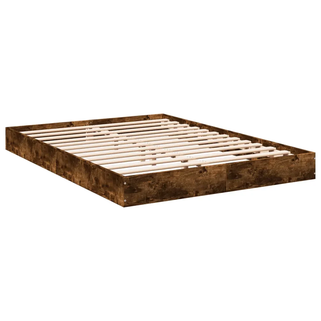 Letto matrimoniale | Letto per adulti | Giroletto senza Materasso Rovere Fumo 140x200 cm in Truciolato - Image 6