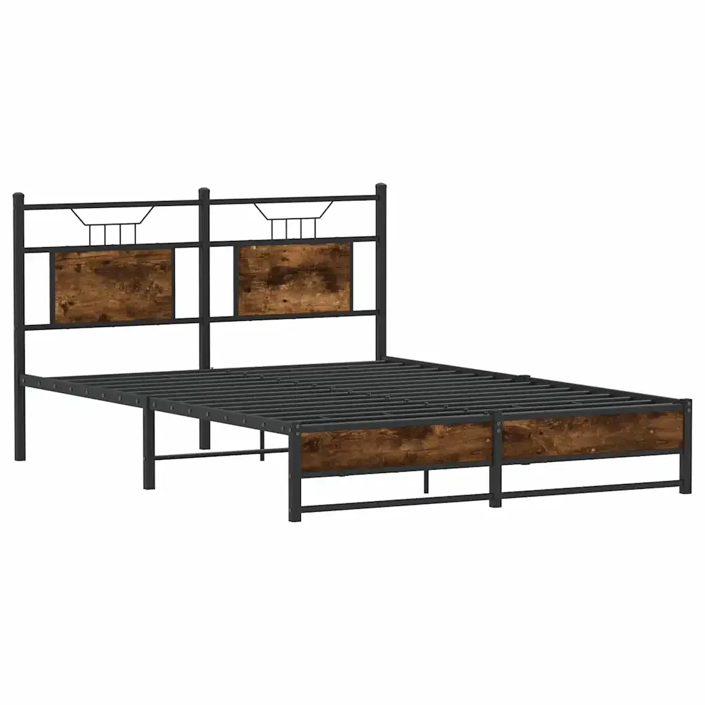 Letto matrimoniale | Letto per adulti | Giroletto senza Materasso Rovere Fumo 140x200 cm in Truciolato - Image 5