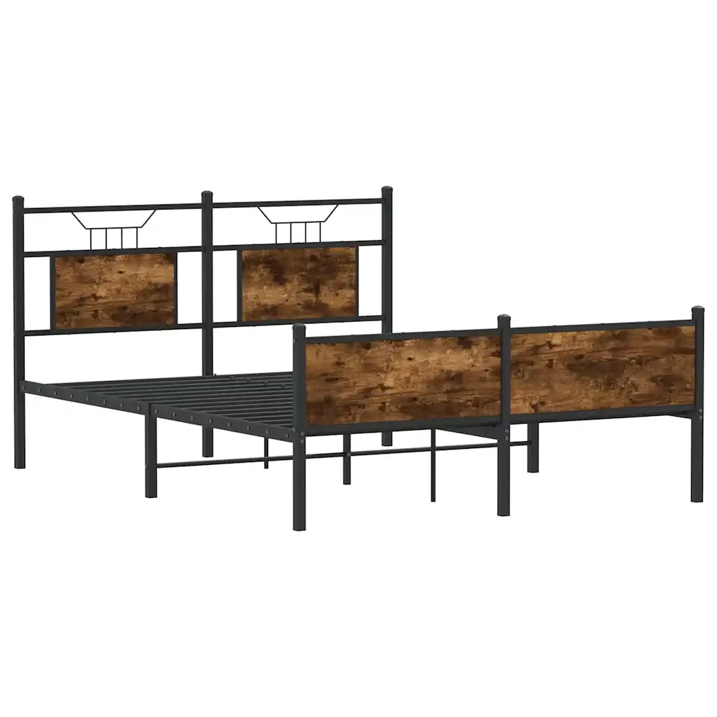 Letto matrimoniale | Letto per adulti | Giroletto senza Materasso Rovere Fumo 140x200 cm in Truciolato - Image 4