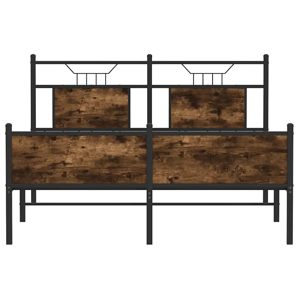 Letto matrimoniale | Letto per adulti | Giroletto senza Materasso Rovere Fumo 140x200 cm in Truciolato - Image 6