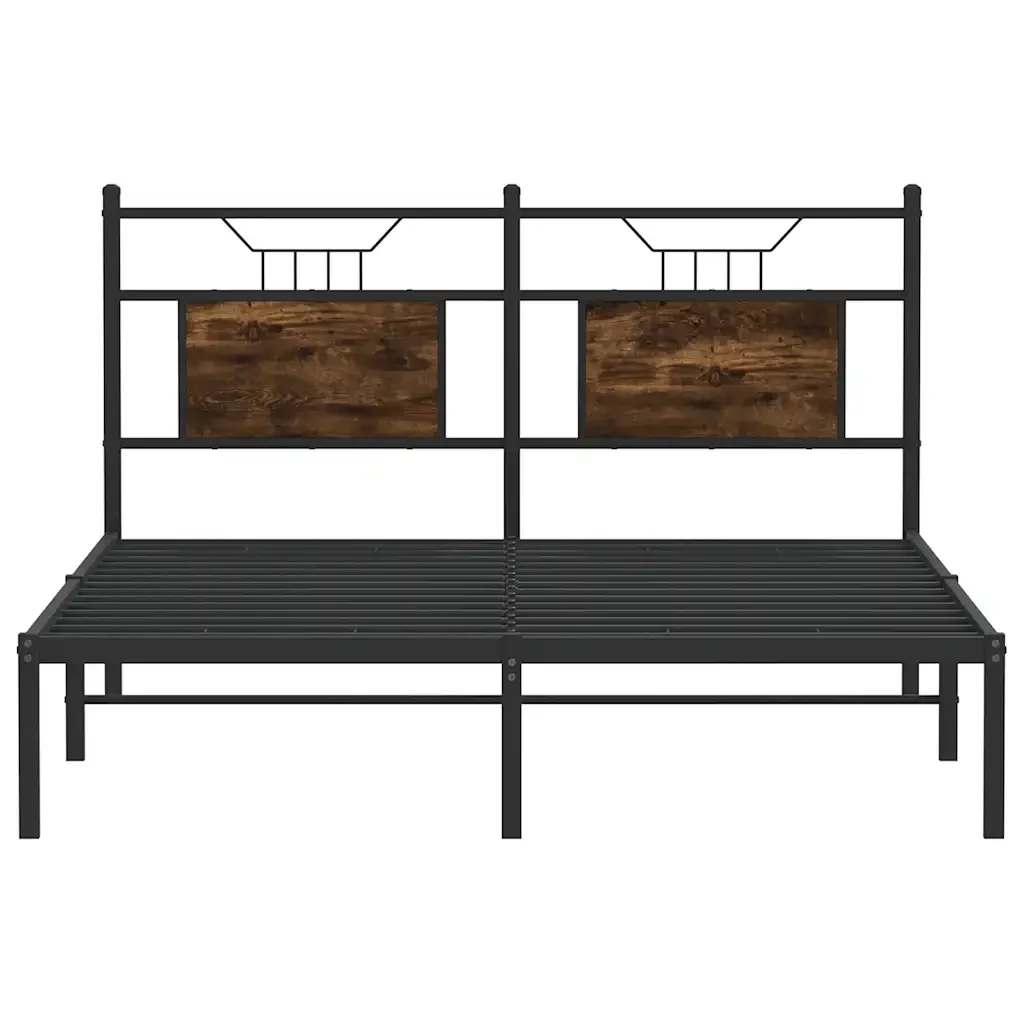 Letto matrimoniale | Letto per adulti | Giroletto senza Materasso Rovere Fumo 140x200 cm in Truciolato - Image 6