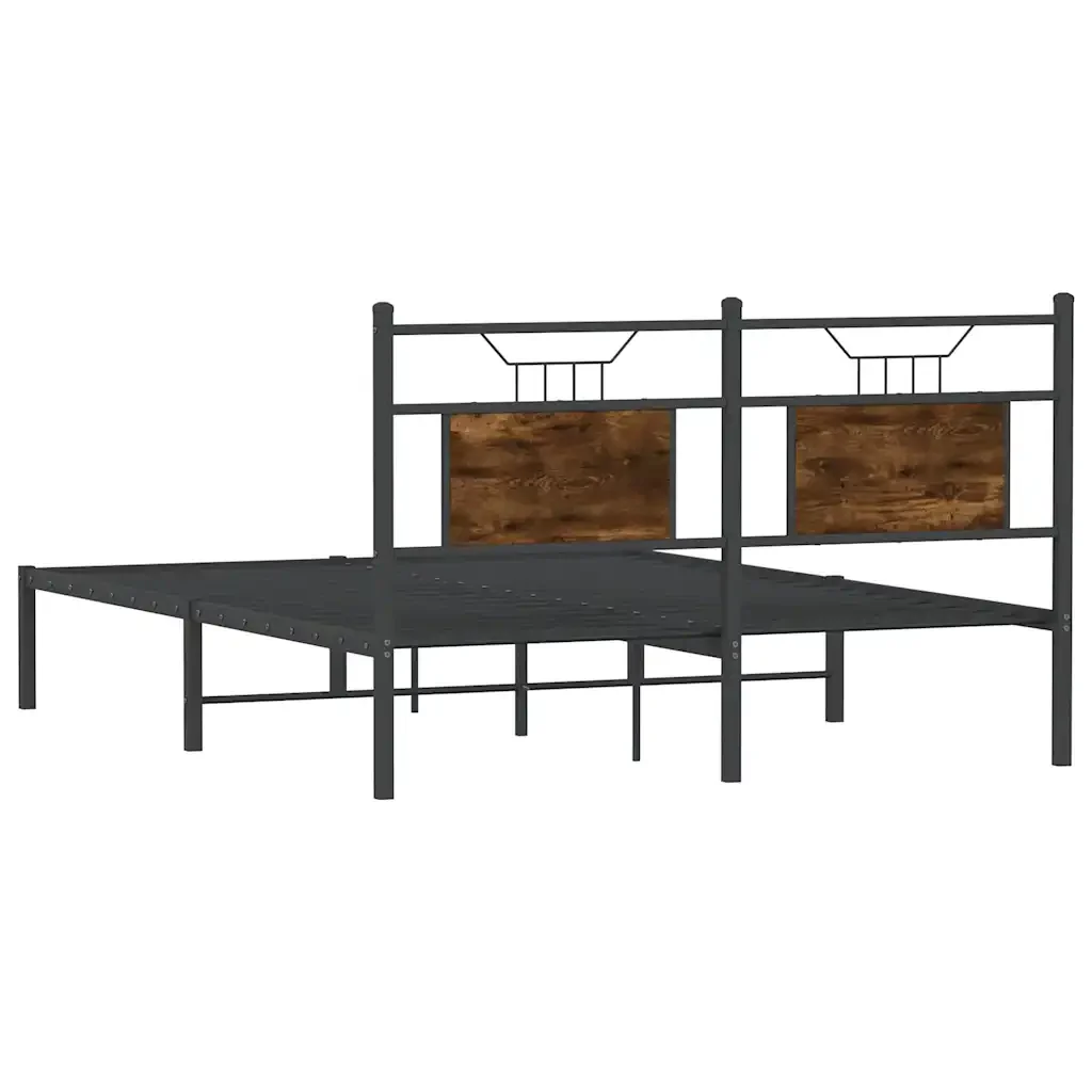 Letto matrimoniale | Letto per adulti | Giroletto senza Materasso Rovere Fumo 140x200 cm in Truciolato - Image 8