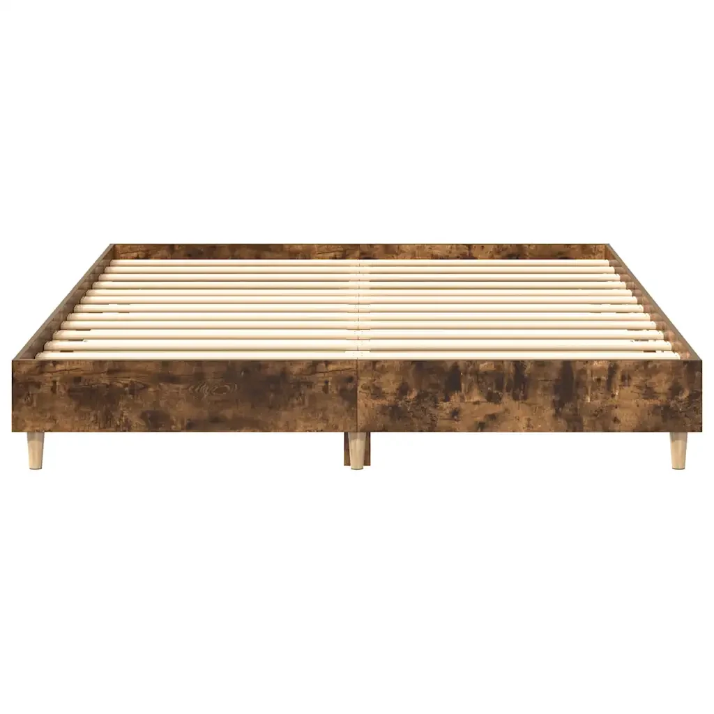 Letto matrimoniale | Letto per adulti | Giroletto senza Materasso Rovere Fumo 150x200 cm in Truciolato - Image 5
