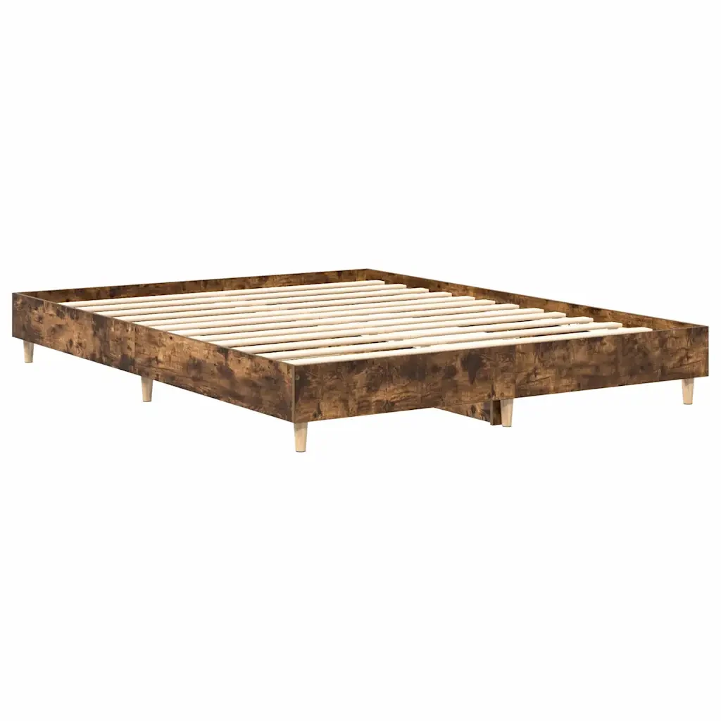 Letto matrimoniale | Letto per adulti | Giroletto senza Materasso Rovere Fumo 150x200 cm in Truciolato - Image 7
