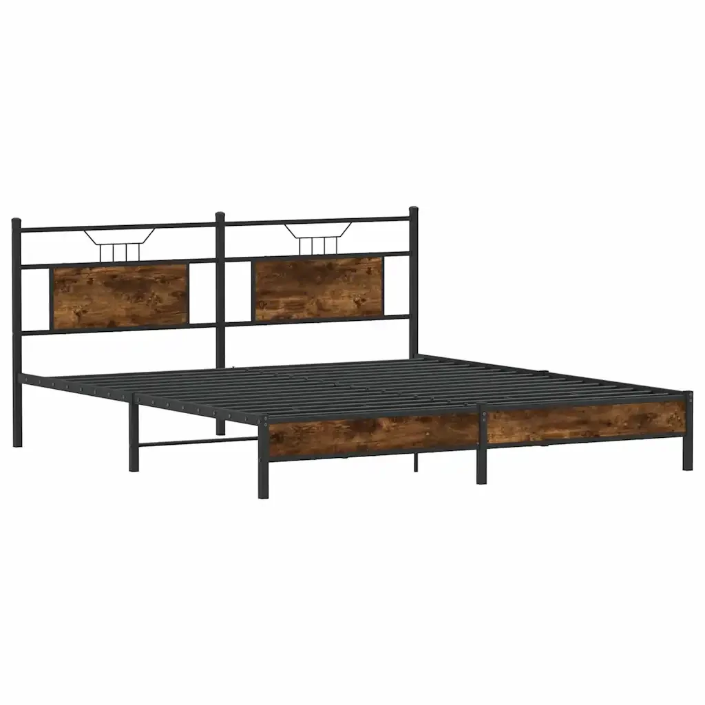 Letto matrimoniale | Letto per adulti | Giroletto senza Materasso Rovere Fumo 160x200 cm in Truciolato - Image 5