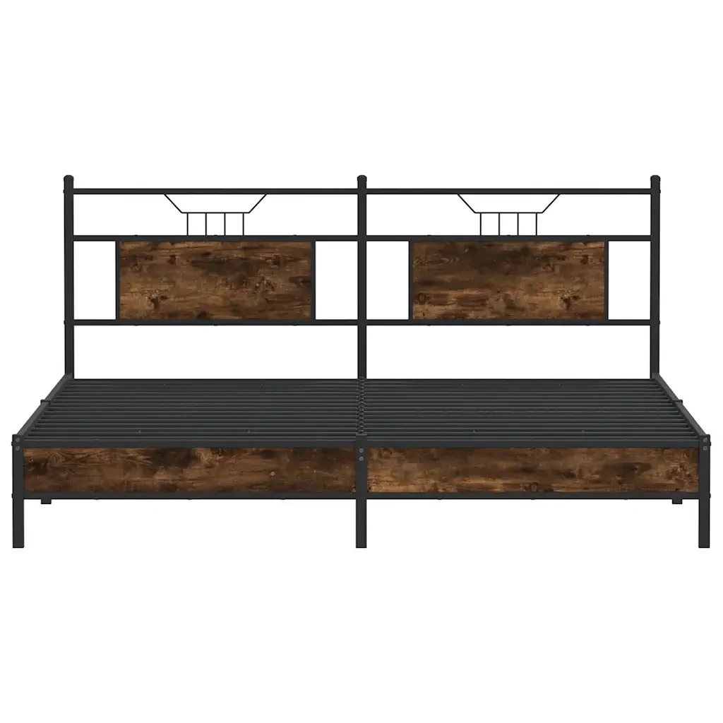 Letto matrimoniale | Letto per adulti | Giroletto senza Materasso Rovere Fumo 160x200 cm in Truciolato - Image 6