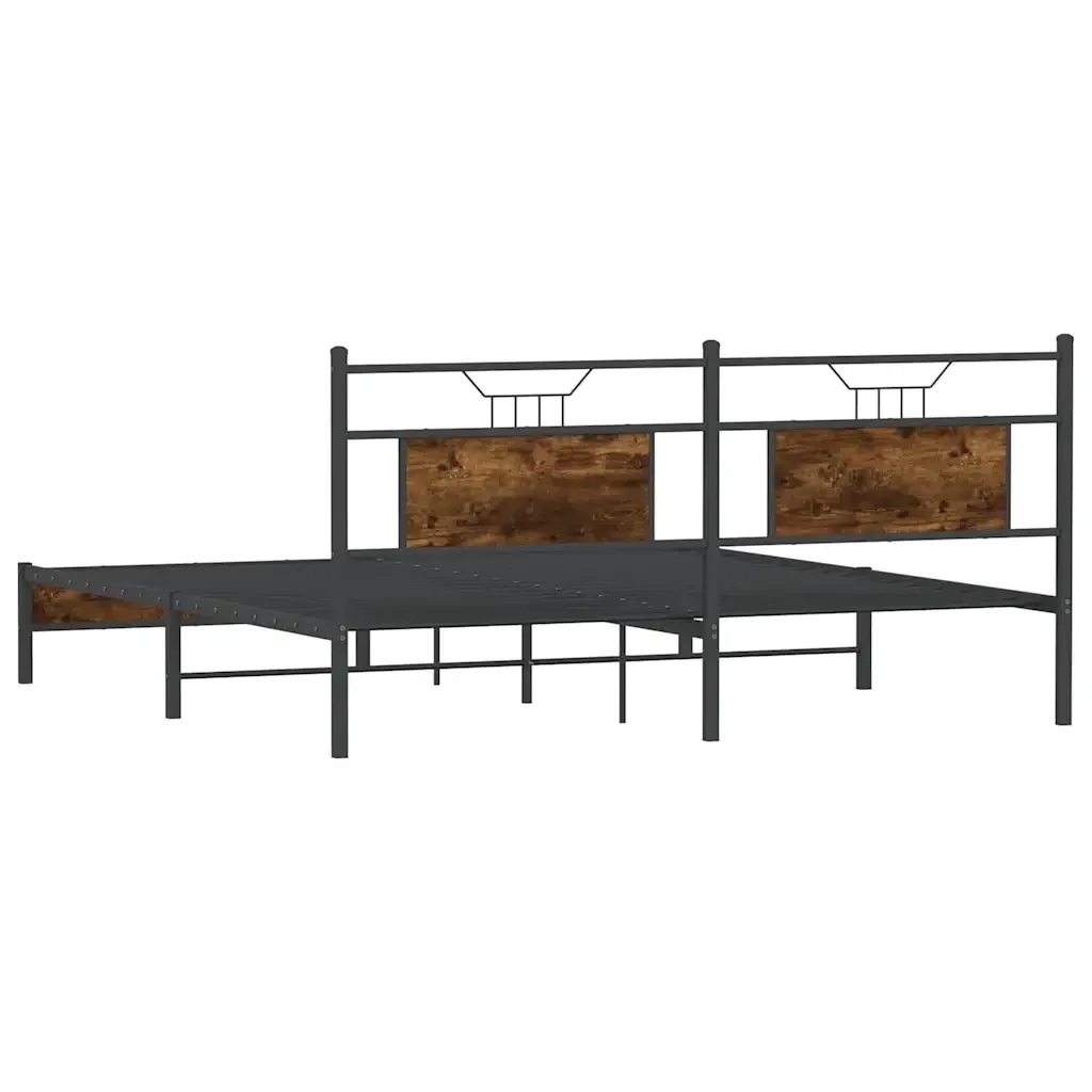 Letto matrimoniale | Letto per adulti | Giroletto senza Materasso Rovere Fumo 160x200 cm in Truciolato - Image 8