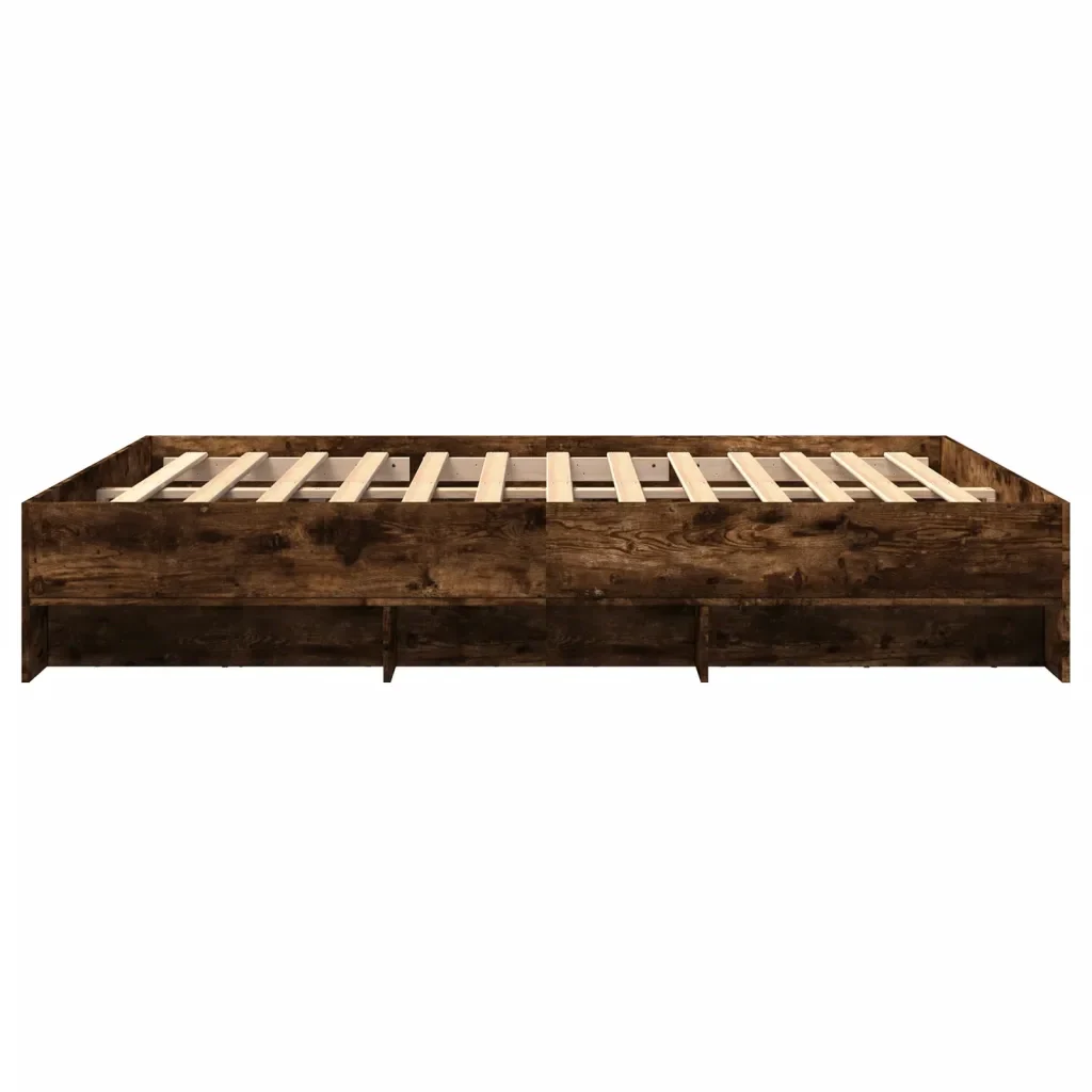 Letto matrimoniale | Letto per adulti | Giroletto senza Materasso Rovere Fumo 160x200 cm in Truciolato - Image 6
