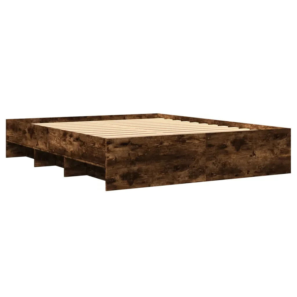 Letto matrimoniale | Letto per adulti | Giroletto senza Materasso Rovere Fumo 160x200 cm in Truciolato - Image 7
