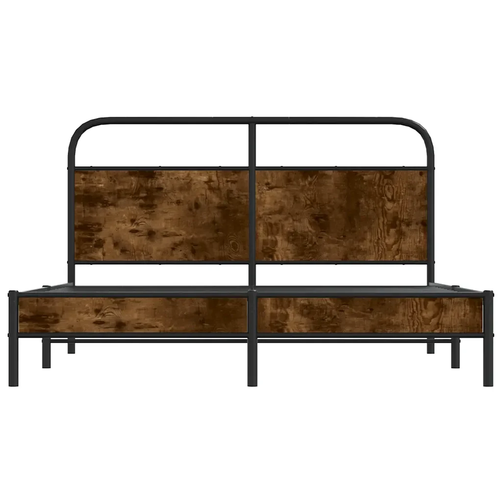 Letto matrimoniale | Letto per adulti | Giroletto senza Materasso Rovere Fumo 160x200 cm in Truciolato - Image 5
