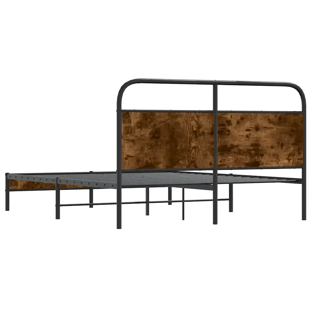 Letto matrimoniale | Letto per adulti | Giroletto senza Materasso Rovere Fumo 160x200 cm in Truciolato - Image 7