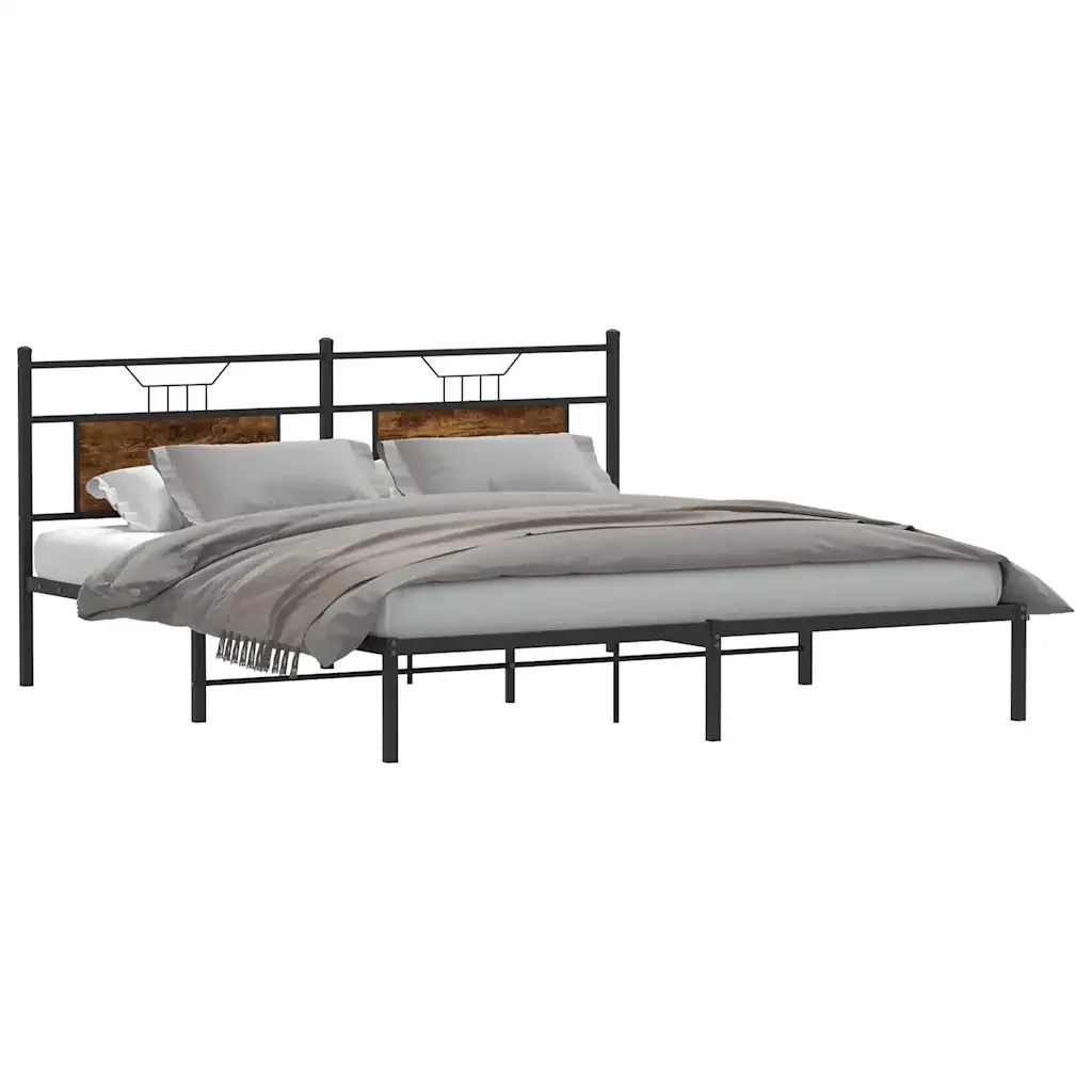 Letto matrimoniale | Letto per adulti | Giroletto senza Materasso Rovere Fumo 160x200 cm in Truciolato - Image 4