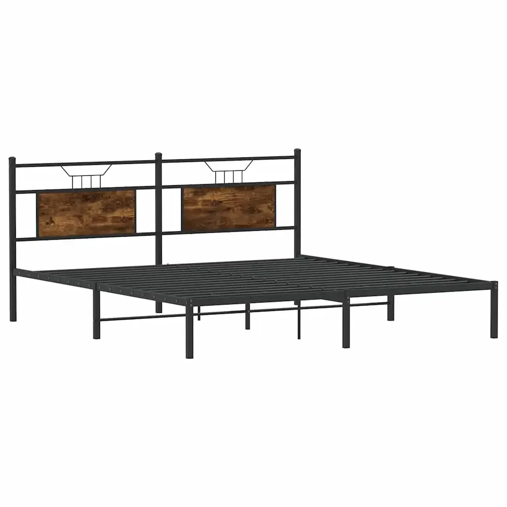 Letto matrimoniale | Letto per adulti | Giroletto senza Materasso Rovere Fumo 160x200 cm in Truciolato - Image 5