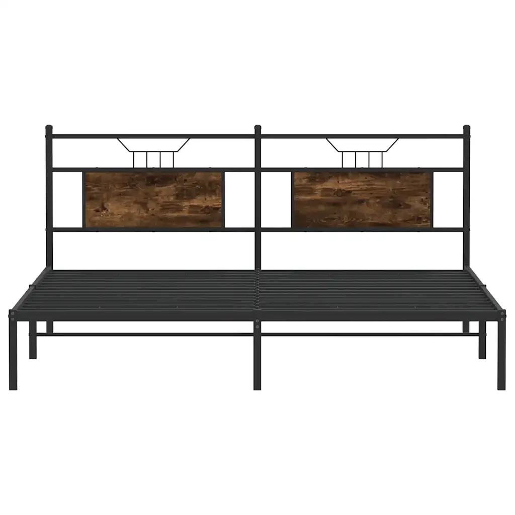 Letto matrimoniale | Letto per adulti | Giroletto senza Materasso Rovere Fumo 160x200 cm in Truciolato - Image 6