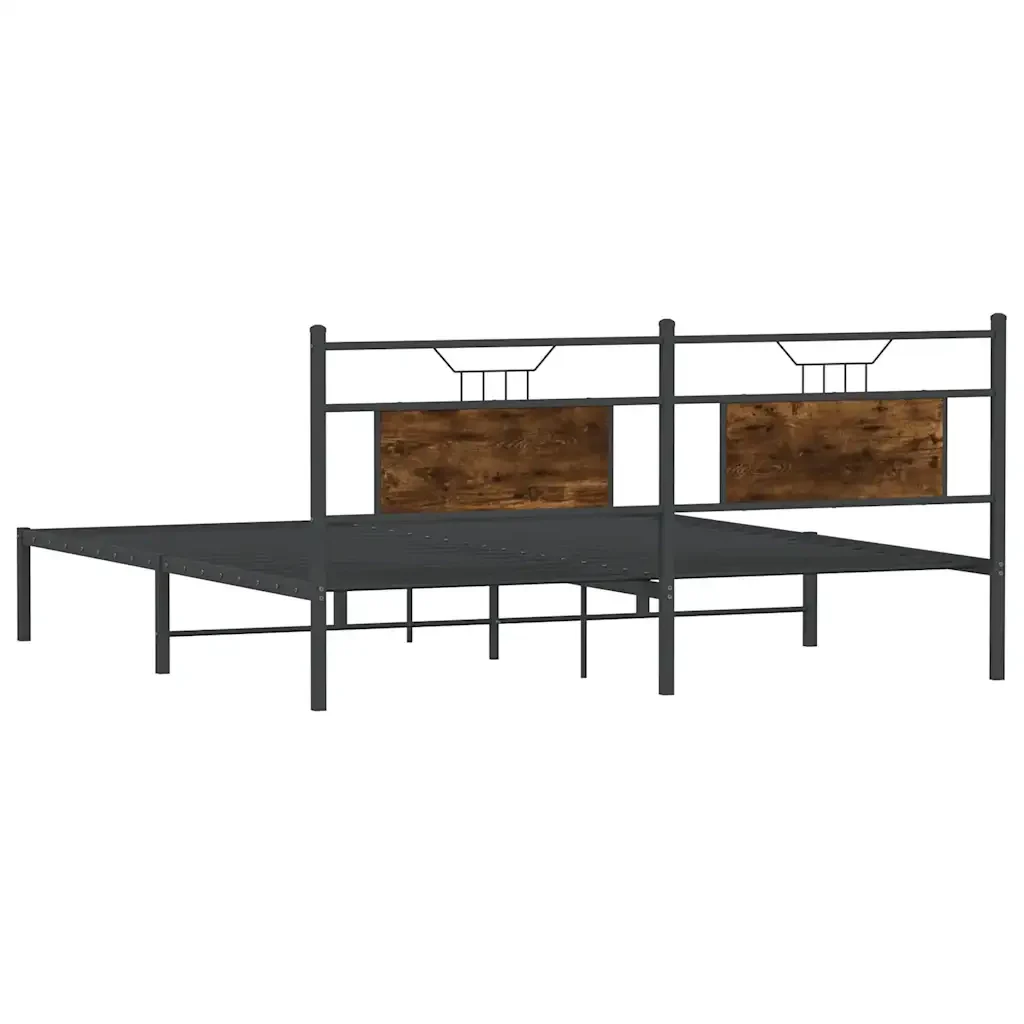 Letto matrimoniale | Letto per adulti | Giroletto senza Materasso Rovere Fumo 160x200 cm in Truciolato - Image 8