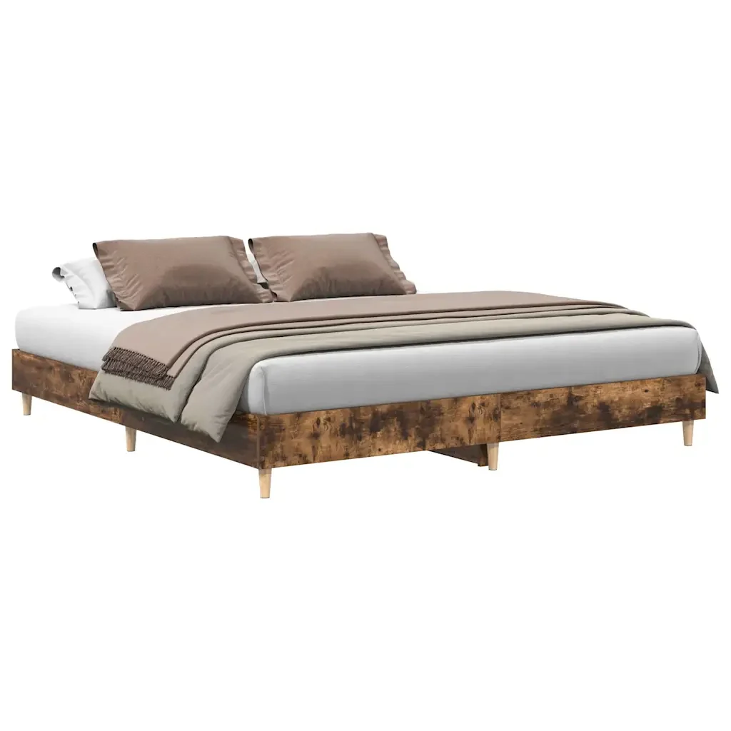 Letto matrimoniale | Letto per adulti | Giroletto senza Materasso Rovere Fumo 180x200 cm in Truciolato