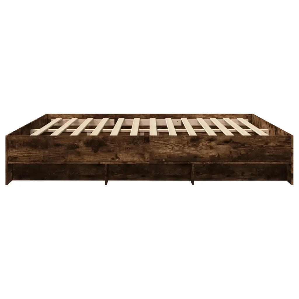 Letto matrimoniale | Letto per adulti | Giroletto senza Materasso Rovere Fumo 180x200 cm in Truciolato - Image 6