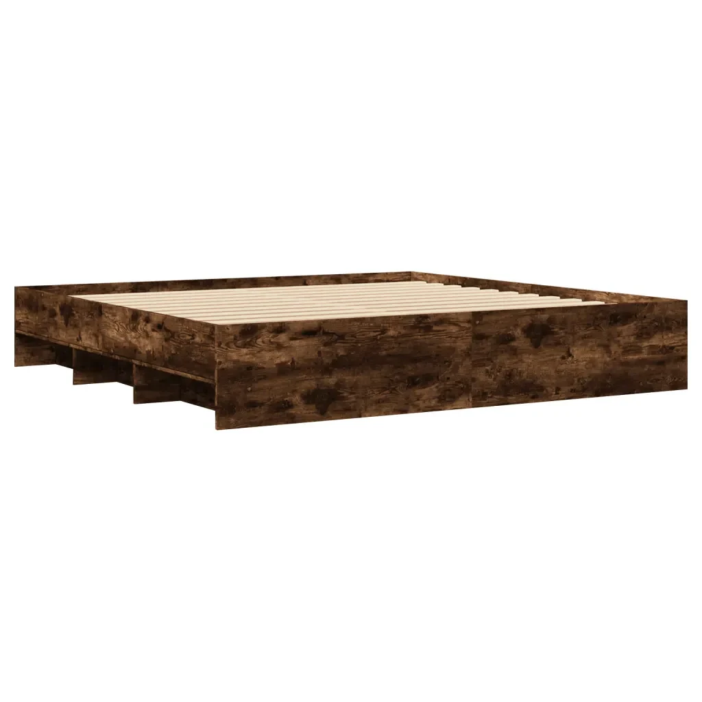 Letto matrimoniale | Letto per adulti | Giroletto senza Materasso Rovere Fumo 180x200 cm in Truciolato - Image 7