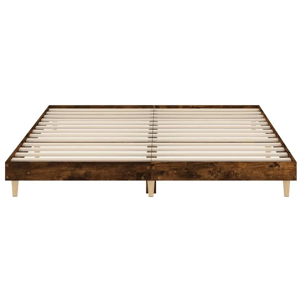 Letto matrimoniale | Letto per adulti | Giroletto senza Materasso Rovere Fumo 200x200 cm in Truciolato - Image 6