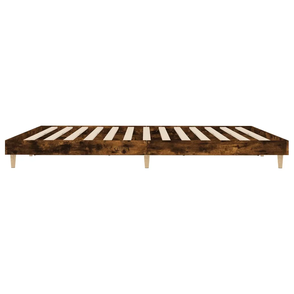 Letto matrimoniale | Letto per adulti | Giroletto senza Materasso Rovere Fumo 200x200 cm in Truciolato - Image 7