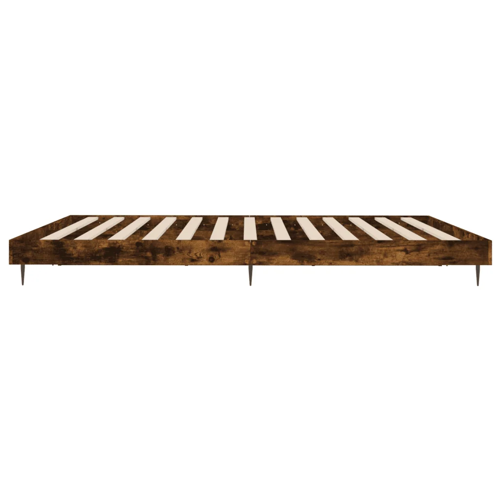 Letto matrimoniale | Letto per adulti | Giroletto senza Materasso Rovere Fumo 200x200 cm in Truciolato - Image 7