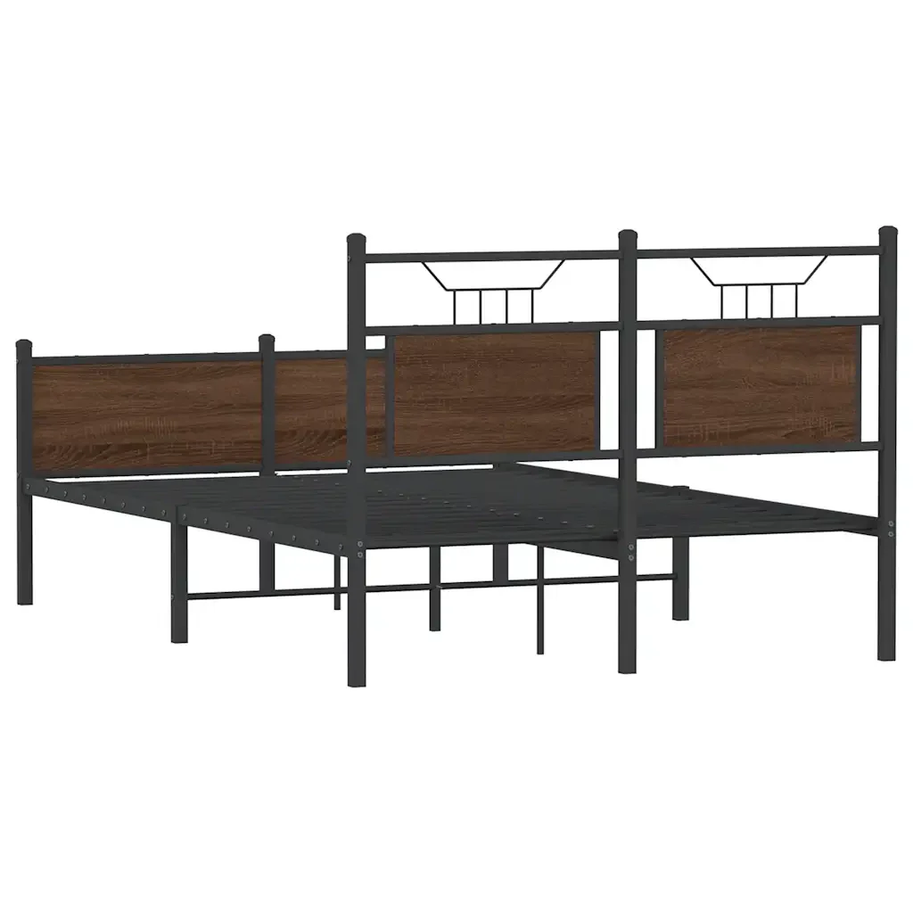 Letto matrimoniale | Letto per adulti | Giroletto senza Materasso Rovere Marrone 120x190 cm Truciolato - Image 8