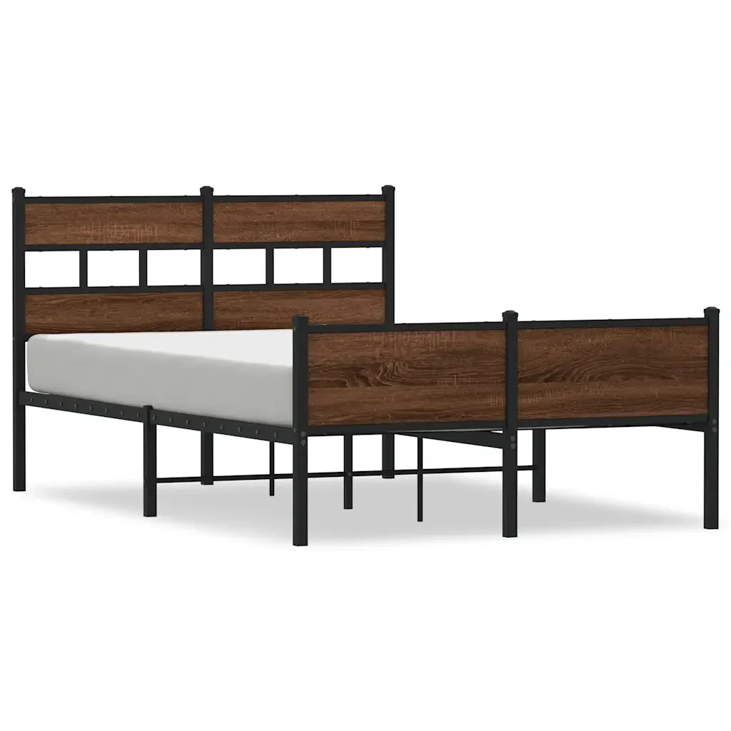 Letto matrimoniale | Letto per adulti | Giroletto senza Materasso Rovere Marrone 120x190 cm Truciolato