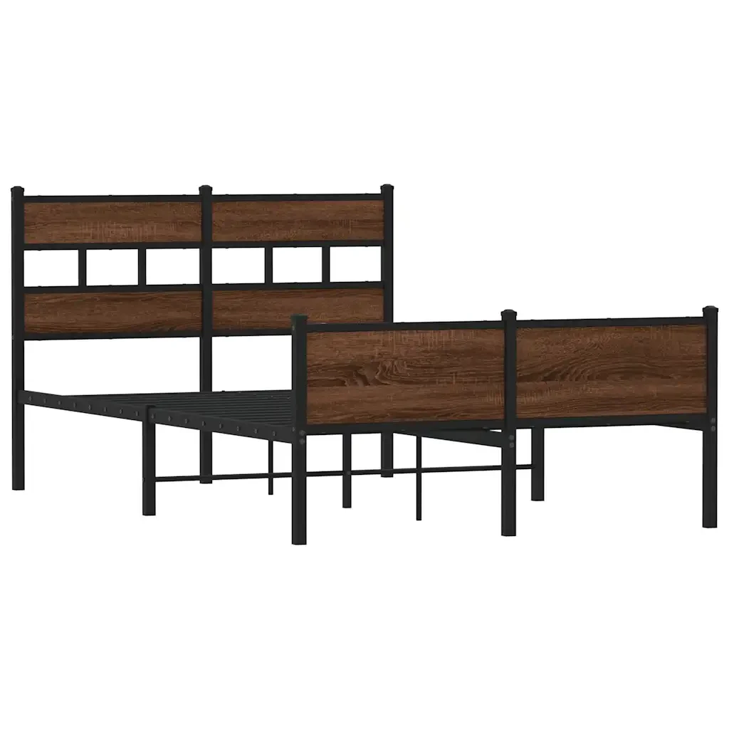 Letto matrimoniale | Letto per adulti | Giroletto senza Materasso Rovere Marrone 120x190 cm Truciolato - Image 3