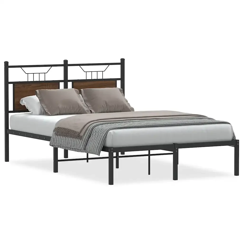 Letto matrimoniale | Letto per adulti | Giroletto senza Materasso Rovere Marrone 120x190 cm Truciolato