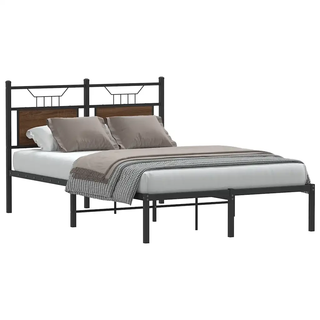 Letto matrimoniale | Letto per adulti | Giroletto senza Materasso Rovere Marrone 120x190 cm Truciolato - Image 2