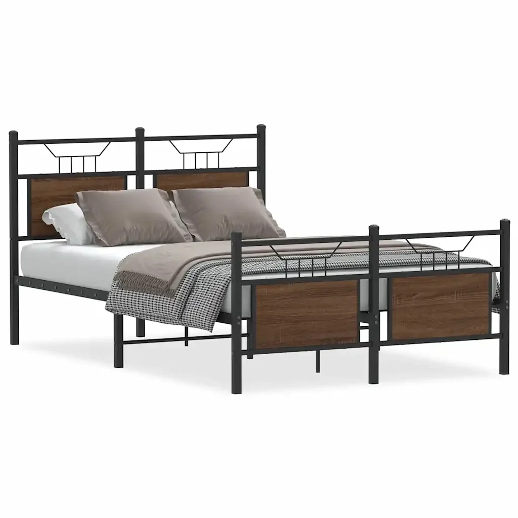 Letto matrimoniale | Letto per adulti | Giroletto senza Materasso Rovere Marrone 120x190 cm Truciolato