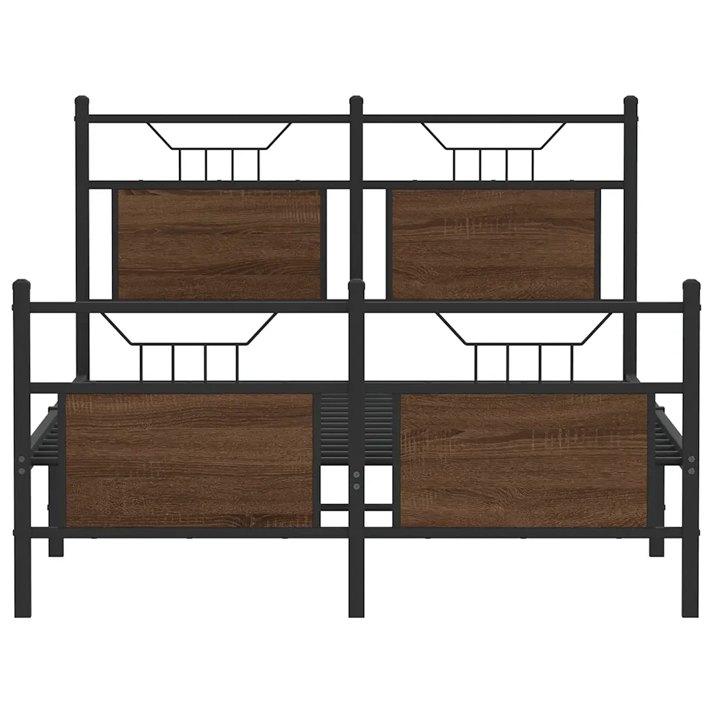 Letto matrimoniale | Letto per adulti | Giroletto senza Materasso Rovere Marrone 120x190 cm Truciolato - Image 6
