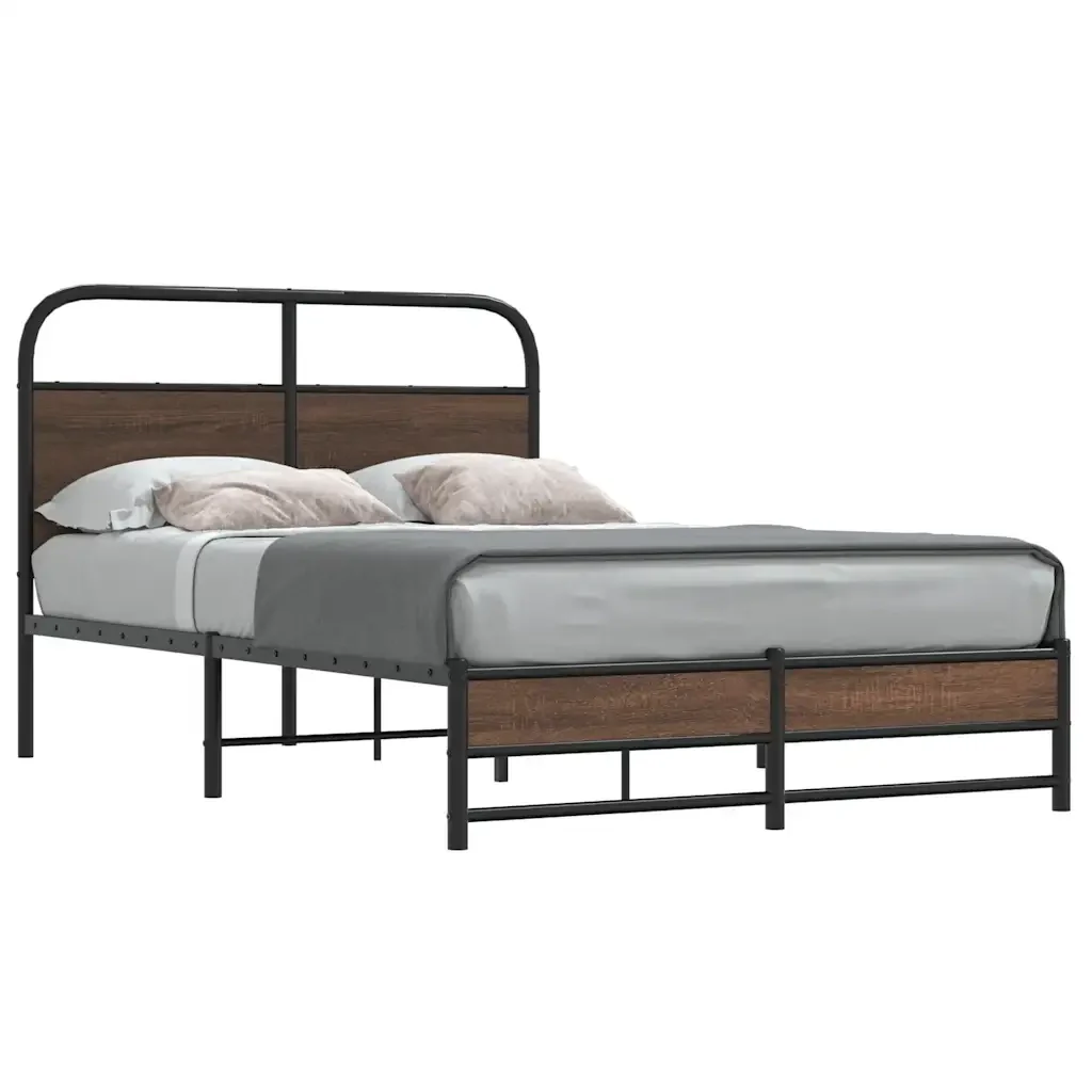 Letto matrimoniale | Letto per adulti | Giroletto senza Materasso Rovere Marrone 120x190 cm Truciolato - Image 2
