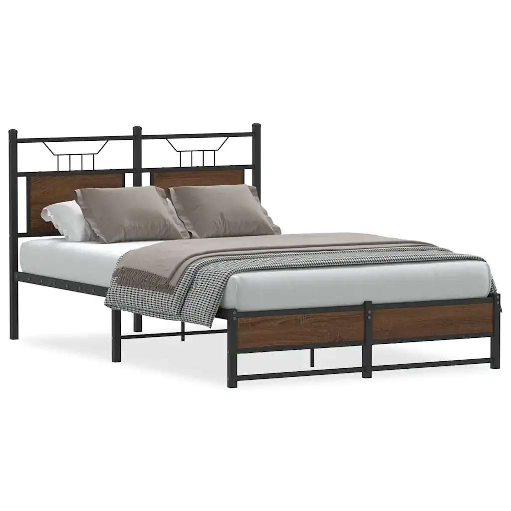 Letto matrimoniale | Letto per adulti | Giroletto senza Materasso Rovere Marrone 120x190 cm Truciolato