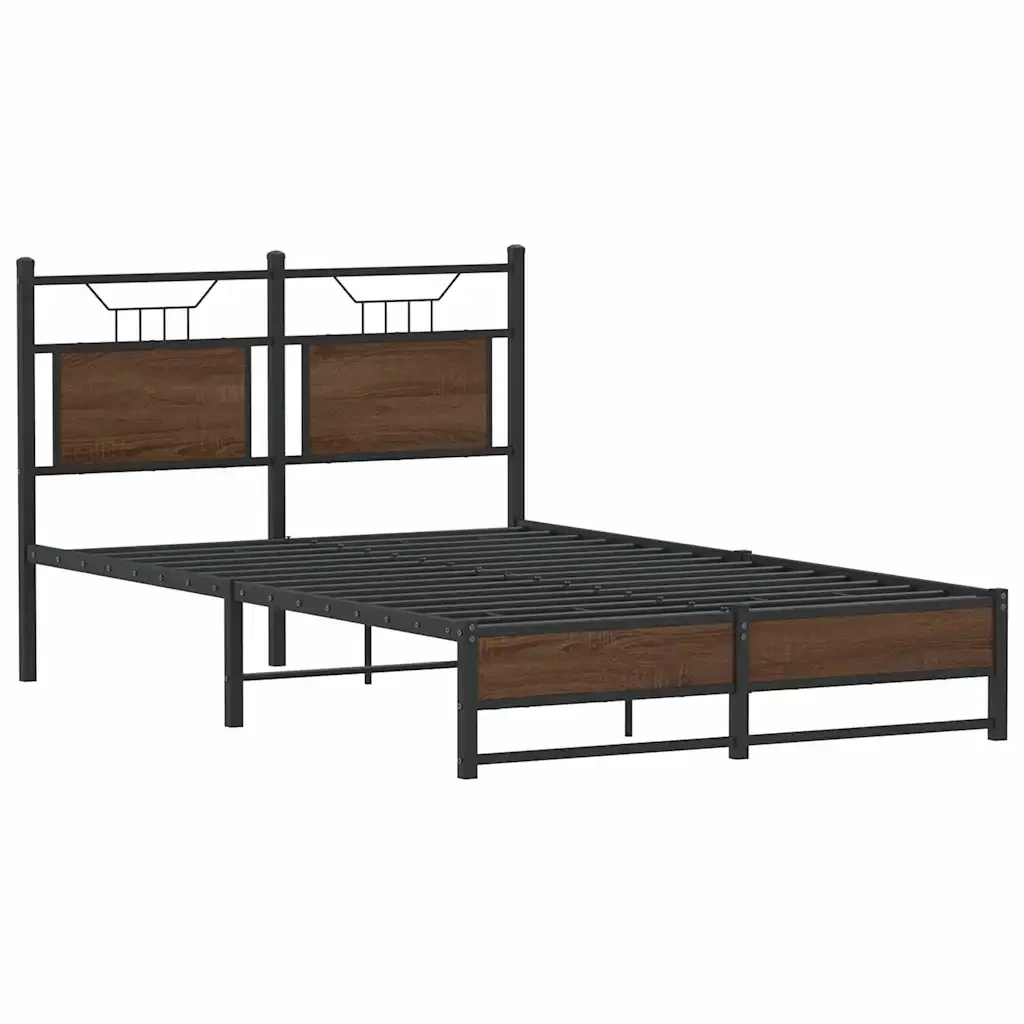 Letto matrimoniale | Letto per adulti | Giroletto senza Materasso Rovere Marrone 120x190 cm Truciolato - Image 4