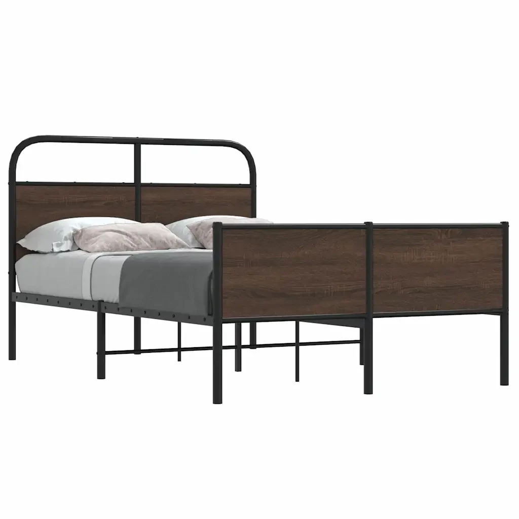 Letto matrimoniale | Letto per adulti | Giroletto senza Materasso Rovere Marrone 120x200 cm Truciolato - Image 2