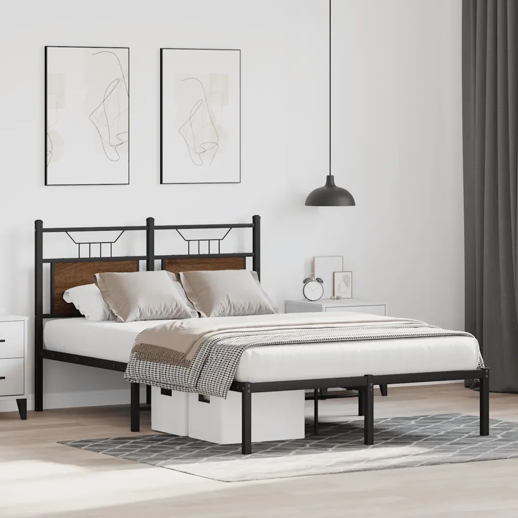 Letto matrimoniale | Letto per adulti | Giroletto senza Materasso Rovere Marrone 120x200 cm Truciolato - Image 5
