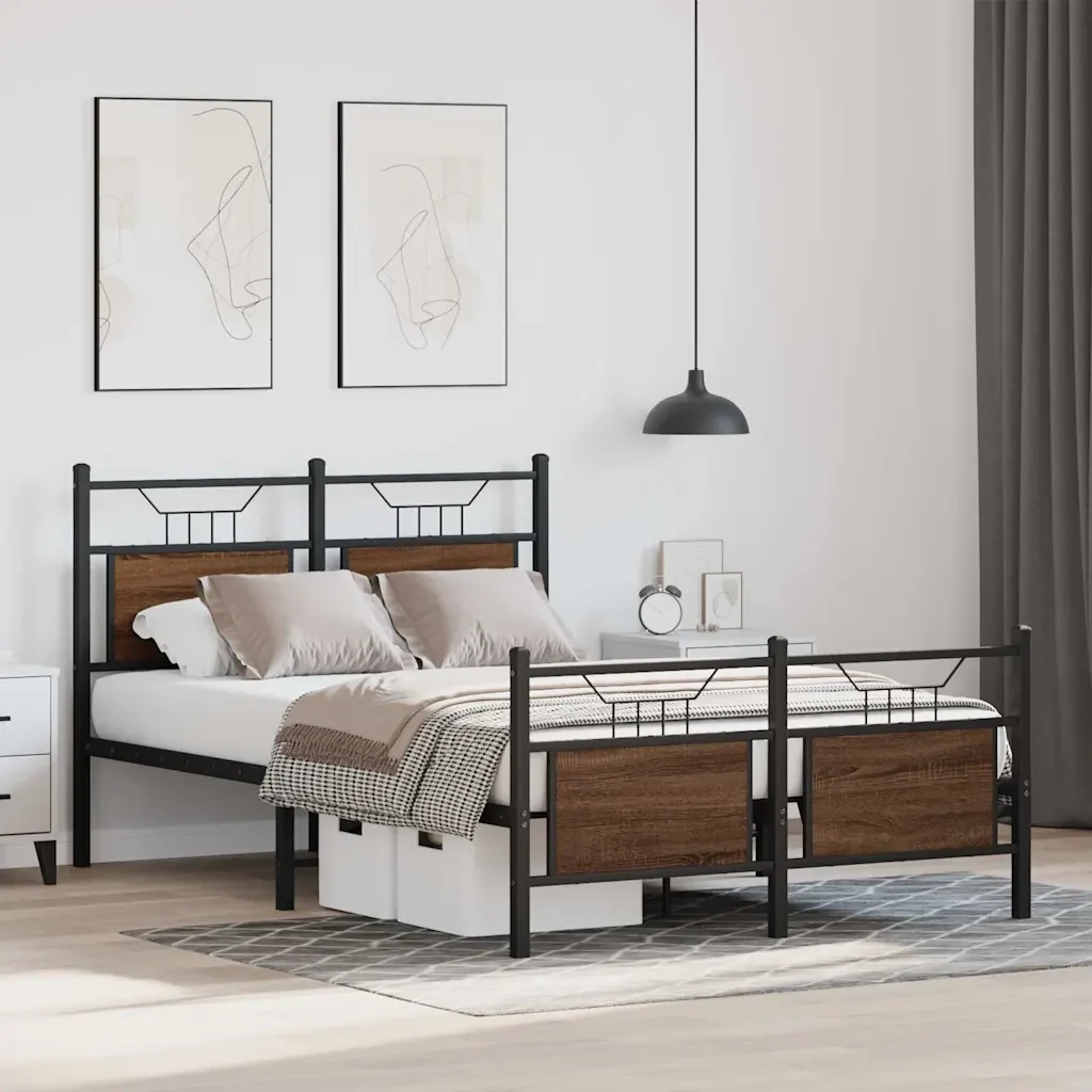 Letto matrimoniale | Letto per adulti | Giroletto senza Materasso Rovere Marrone 120x200 cm Truciolato - Image 5