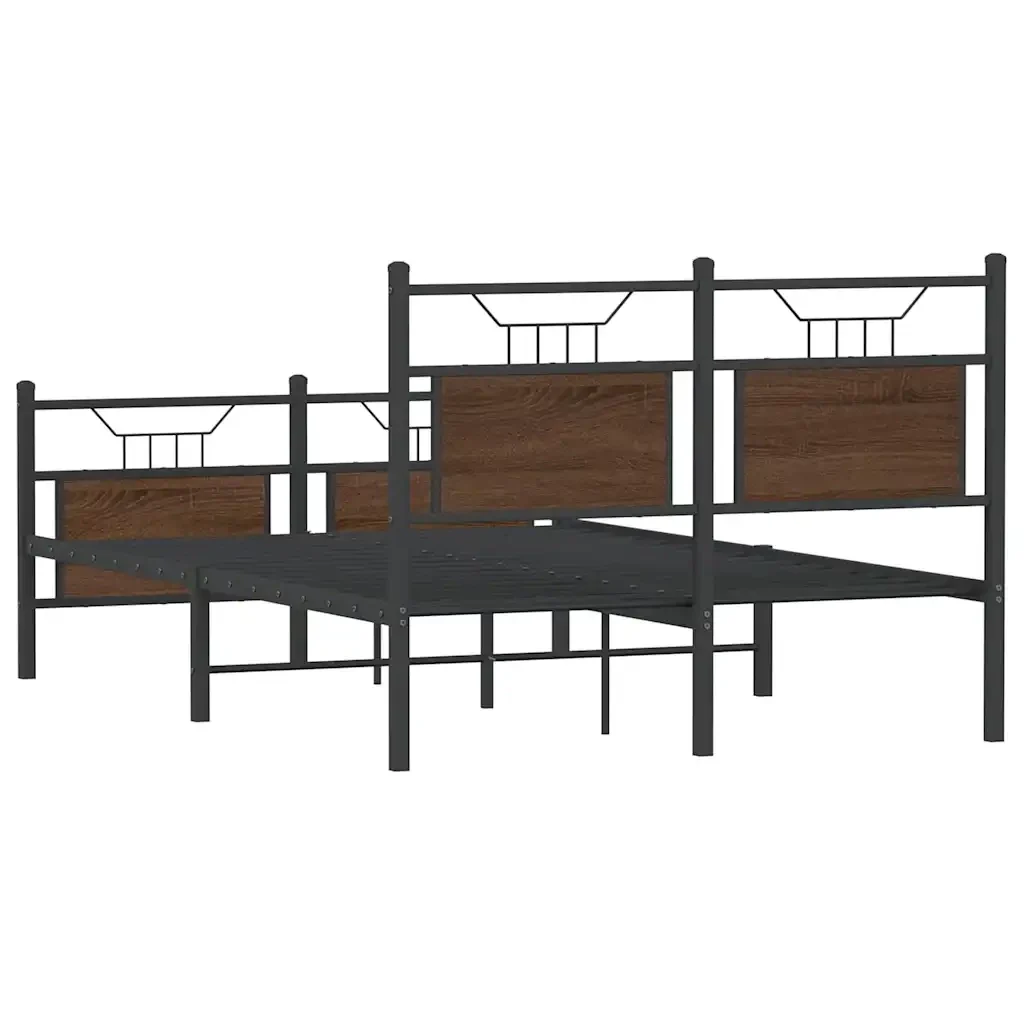 Letto matrimoniale | Letto per adulti | Giroletto senza Materasso Rovere Marrone 120x200 cm Truciolato - Image 8
