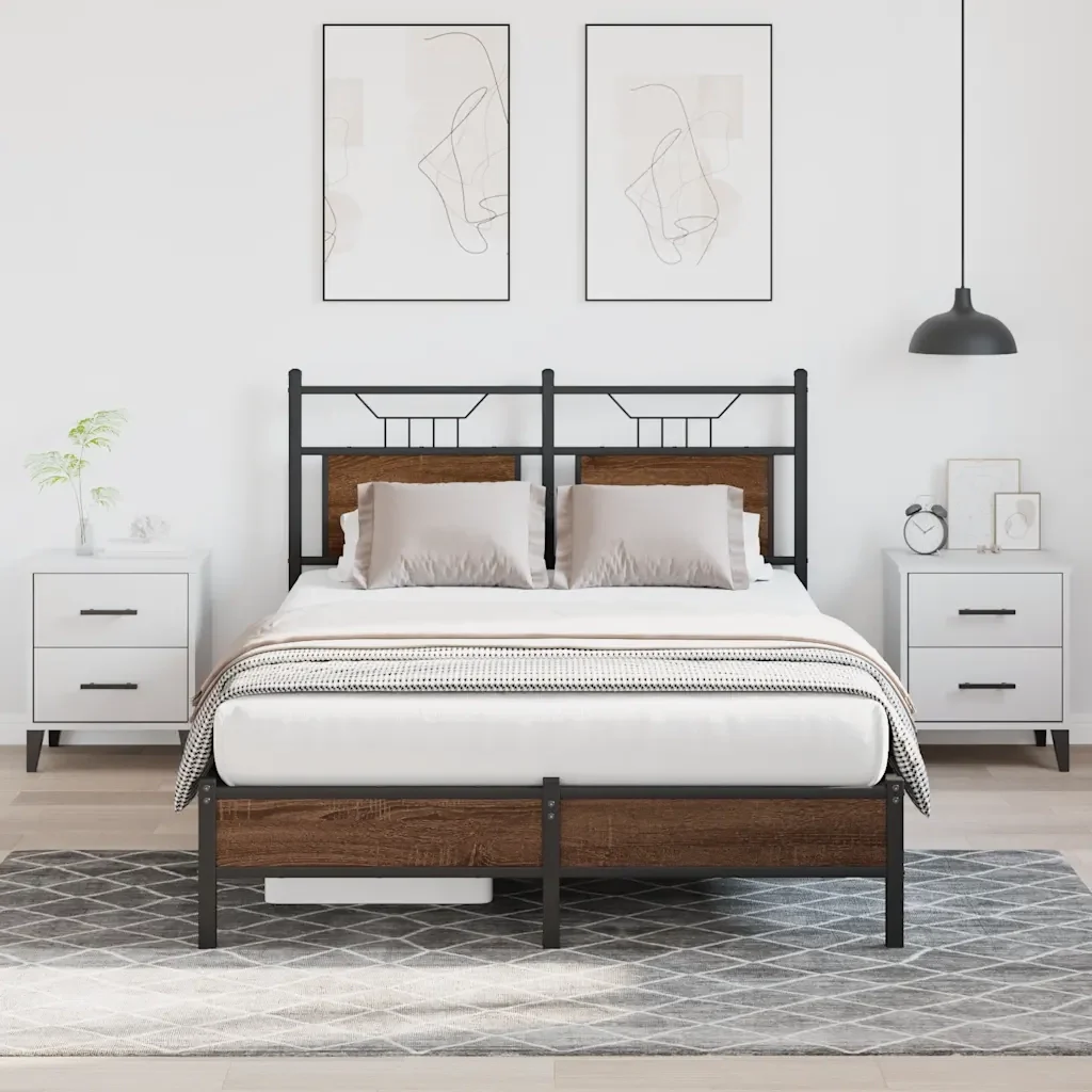 Letto matrimoniale | Letto per adulti | Giroletto senza Materasso Rovere Marrone 120x200 cm Truciolato - Image 5