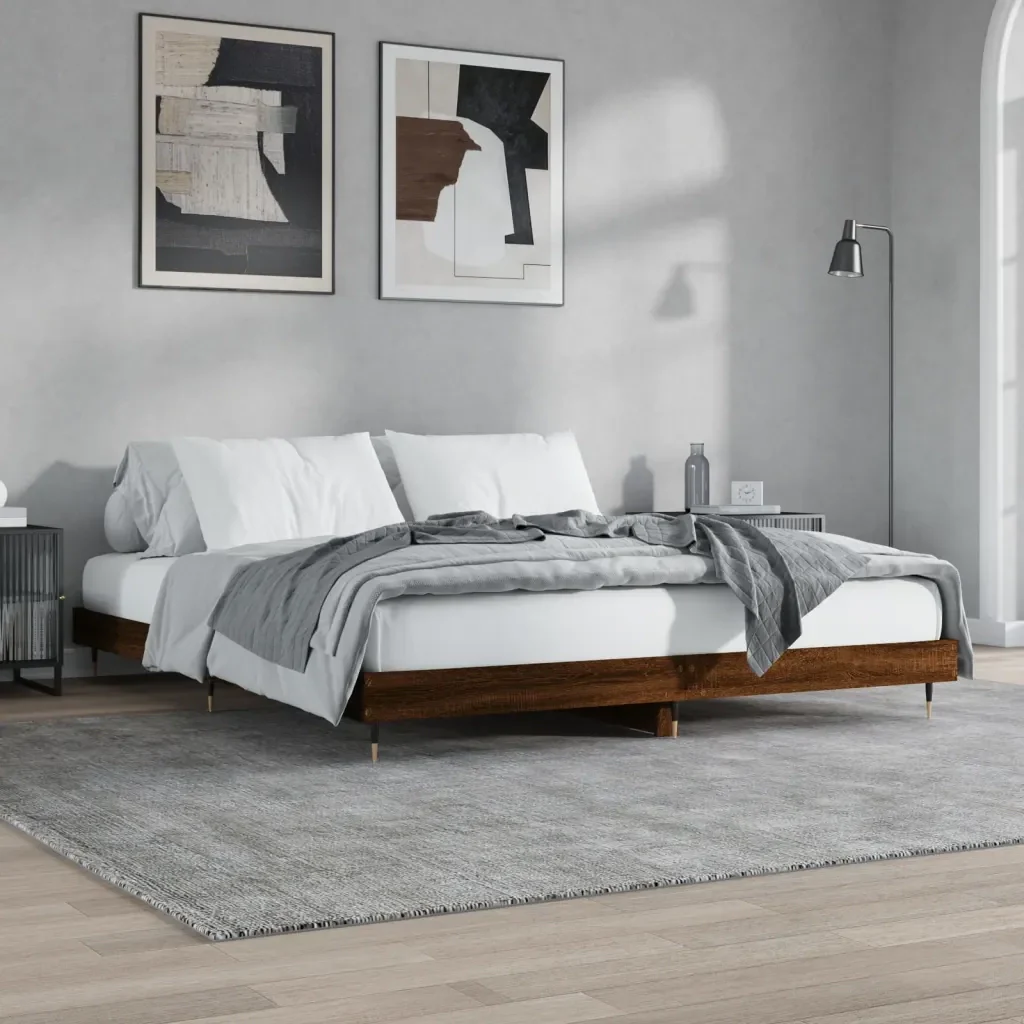 Letto matrimoniale | Letto per adulti | Giroletto senza Materasso Rovere Marrone 120x200 cm Truciolato - Image 2