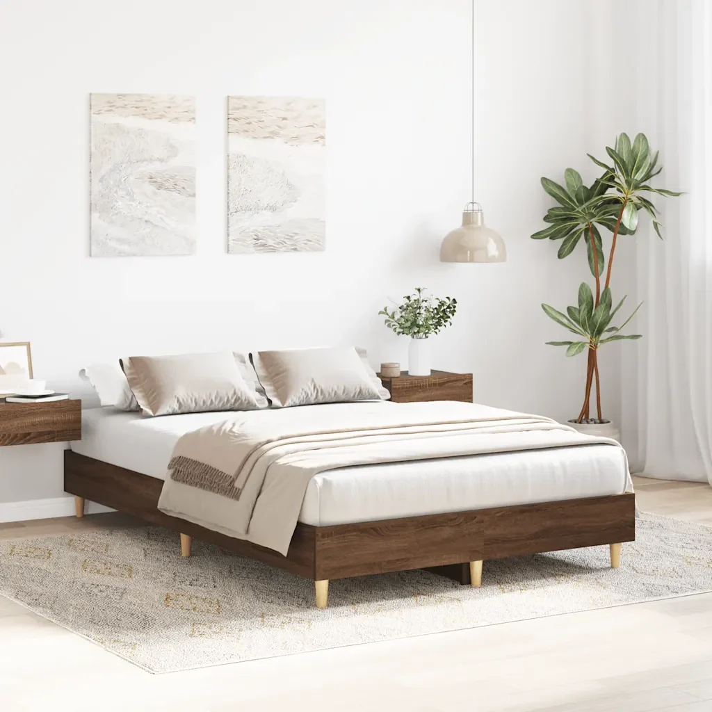 Letto matrimoniale | Letto per adulti | Giroletto senza Materasso Rovere Marrone 120x200 cm Truciolato - Image 3