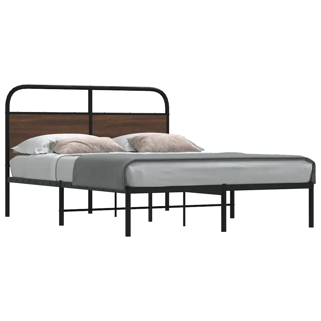 Letto matrimoniale | Letto per adulti | Giroletto senza Materasso Rovere Marrone 120x200 cm Truciolato - Image 2