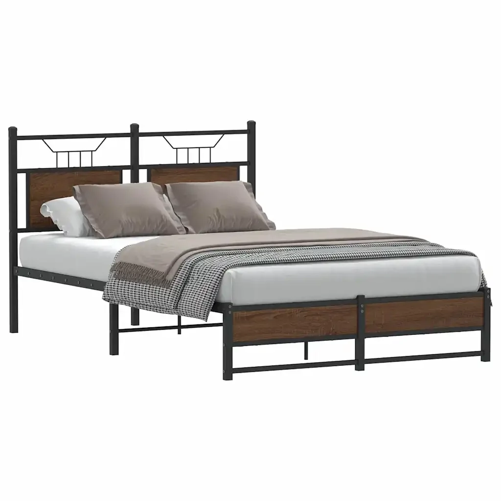 Letto matrimoniale | Letto per adulti | Giroletto senza Materasso Rovere Marrone 120x200 cm Truciolato - Image 2