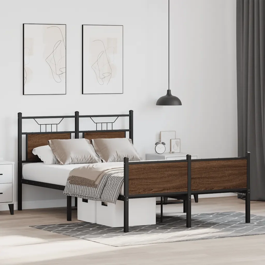 Letto matrimoniale | Letto per adulti | Giroletto senza Materasso Rovere Marrone 120x200 cm Truciolato - Image 5