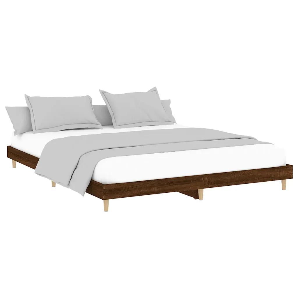 Letto matrimoniale | Letto per adulti | Giroletto senza Materasso Rovere Marrone 120x200 cm Truciolato - Image 4