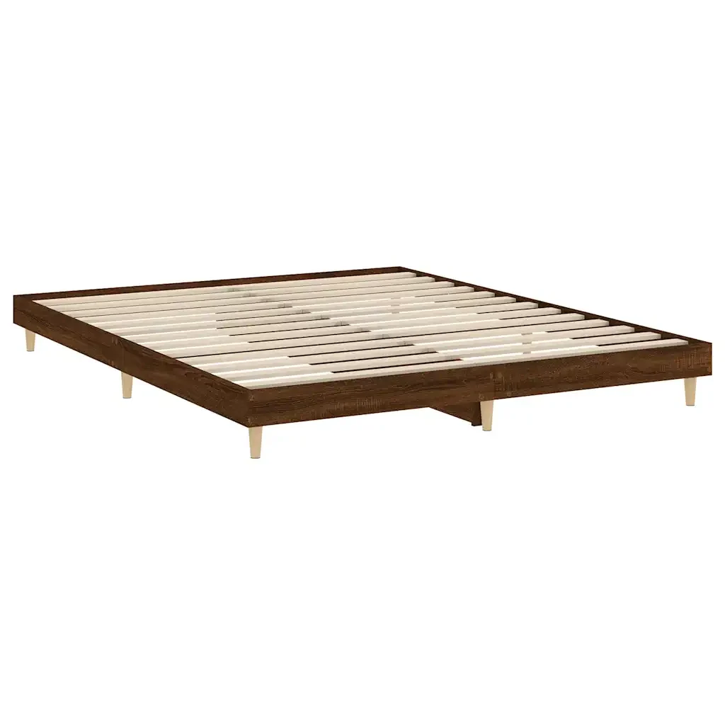 Letto matrimoniale | Letto per adulti | Giroletto senza Materasso Rovere Marrone 120x200 cm Truciolato - Image 5