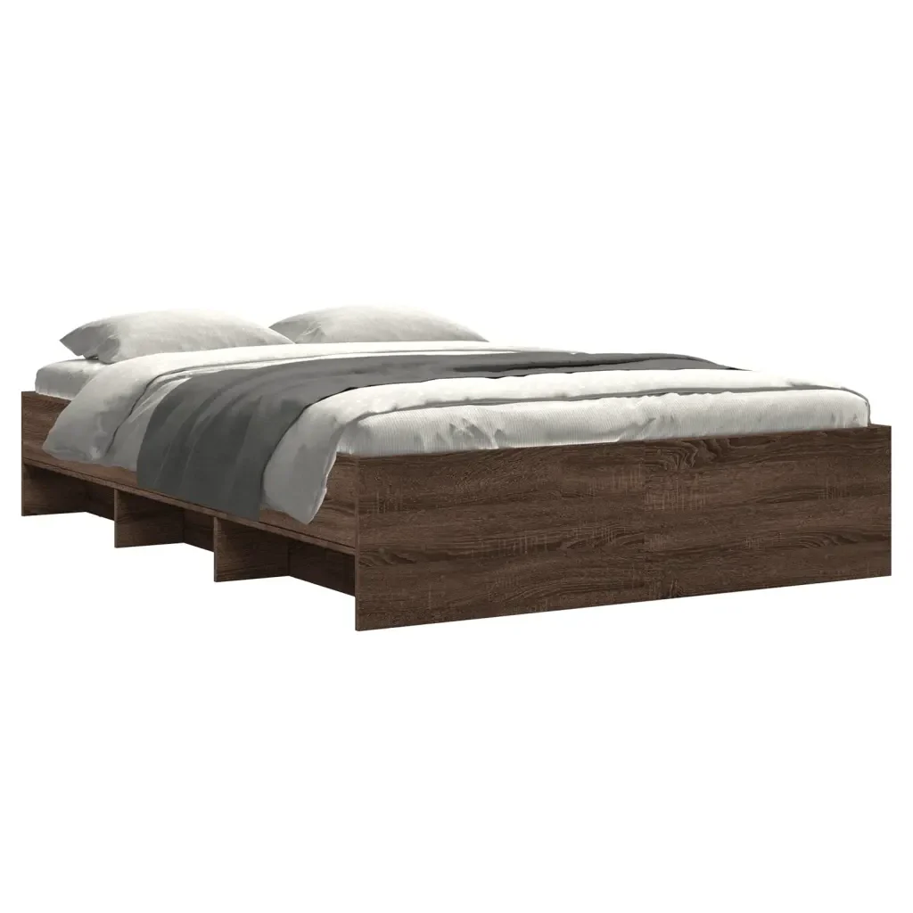 Letto matrimoniale | Letto per adulti | Giroletto senza Materasso Rovere Marrone 120x200 cm Truciolato - Image 3
